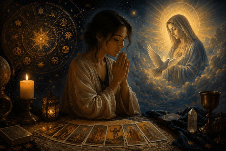 Immagine copertina articolo Meditazioni sui Tarocchi: l'unione sacra tra esoterismo e fede Immagine copertina articolo Meditazioni sui Tarocchi: l'unione sacra tra esoterismo e fede