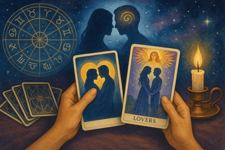 Immagine copertina articolo Cartomanzia e relazioni karmiche: quando l’anima ricorda Immagine copertina articolo Cartomanzia e relazioni karmiche: quando l’anima ricorda